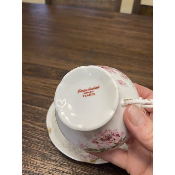 Theodore Haviland Limoges France Antique Teacup Roses with Impressed Stamp - Picture 6 of 11